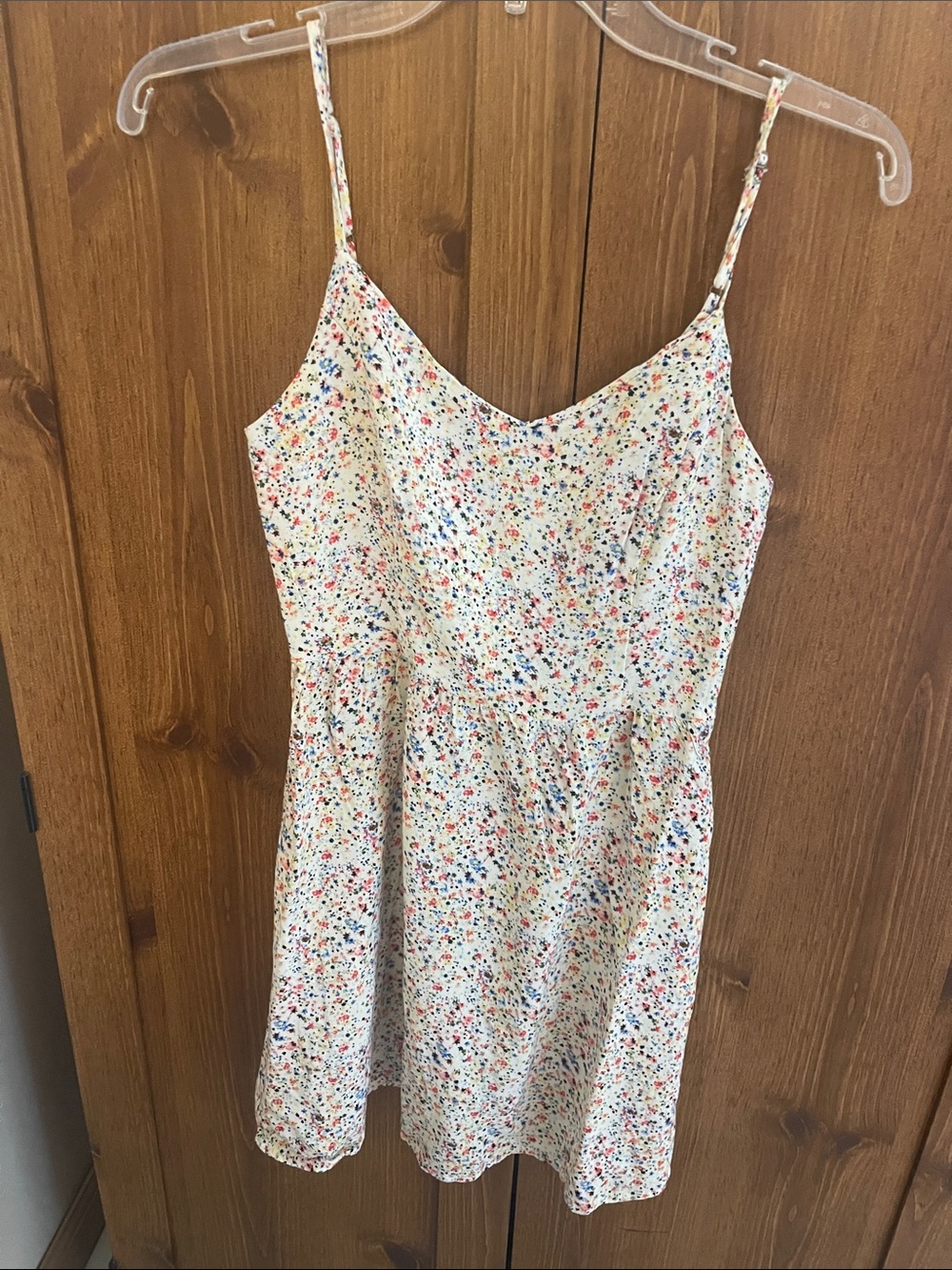 Forever 21 Cream Spaghetti Strap Floral Mini Dress